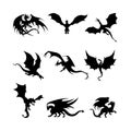 Black Flying Dragon Silhouette Collection