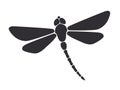 Flying Dragonfly silhouette. Simple template with insects. Vector Illustration.