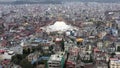 Nepal, Kathmandu. Boudhanath stupa. Aerial footage