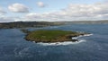 Aerial view of ocean island and coastline in newfoundland