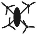 Flying drone black icon. Spy air gadget symbol