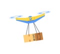 Flying Equipment with Hanging Box, Drone Vector