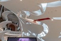 The flying drone on exposition in the Museum of The Future in Dubai city, United Arab Emirates