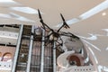 The flying drone on exposition in the Museum of The Future in Dubai city, United Arab Emirates