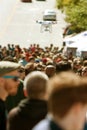 Flying Drone Hovers Over Crowd At Fair