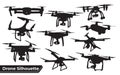 Flying drone silhouette vector illustration