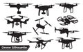 Flying drone silhouette vector illustration