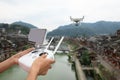 Flying drone taking photo Royalty Free Stock Photo