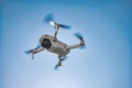 Flying Drone Underside with Teal Blue Sky Royalty Free Stock Photo