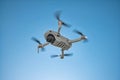 Flying Drone Underside with Teal Blue Sky Royalty Free Stock Photo