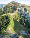 Aerial view of a beautiful mountain ridge in Buila Vanturarita National Park