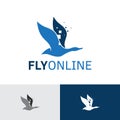 Flying Duck Goose Bird Online Technology Logo Royalty Free Stock Photo
