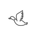 Flying duck, hunting line icon Royalty Free Stock Photo