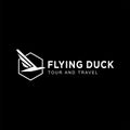 Flying duck icon black and white logo design Royalty Free Stock Photo