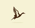 Flying duck vector illustration, duck icon or symbol, duck hunt Royalty Free Stock Photo