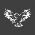 Flying eagle falcon hawk with open wings freedom force t shirt print vintage icon design vector