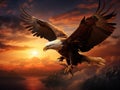Ai Generated illustration Wildlife Concept of Flying Eagle Royalty Free Stock Photo