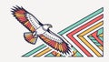 Flying Eagle with a Sharp Geometric and Striped Background, vector design Generative AI Royalty Free Stock Photo