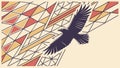 Flying Eagle Silhouette Over Geometric Mesh Background, vector design Generative AI Royalty Free Stock Photo
