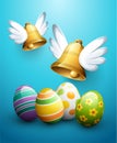 Flying Easter bells and eggs