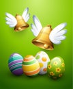 Flying Easter bells and eggs
