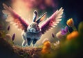 A flying Easter Bunny