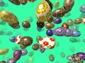 Flying easter eggs generated 3D background