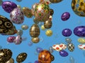 Flying easter eggs generated 3D background