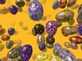 Flying easter eggs generated 3D background