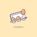 egg holder and fresh egg cartoon icon illustration Royalty Free Stock Photo