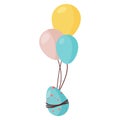 Flying Egg on Three Balloons Royalty Free Stock Photo