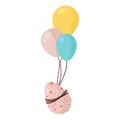 Flying Egg on Three Balloons Royalty Free Stock Photo