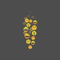 Flying Emoji. Various emoji in move. Expression of audience emotions.