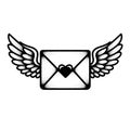 Winged Envelope with Heart Icon Royalty Free Stock Photo