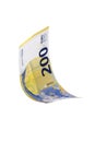 Flying Euro money note, isolated with clipping path
