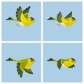 Flying European Siskin male animation sprite sheet