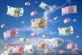 Flying euros Royalty Free Stock Photo