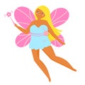 Flying fairy with magic wand. Female design for fashion, cards and other prints