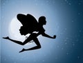 Flying fairy silhouette Royalty Free Stock Photo
