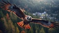 Flying falcon in the nature background. Generative AI. Royalty Free Stock Photo