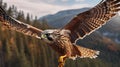 Flying falcon in the nature background. Generative AI Royalty Free Stock Photo