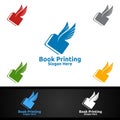 Flying Fast Book Printing Company Logo Design for Book sell, Book store, Media, Retail, Advertising, Newspaper or Paper Royalty Free Stock Photo