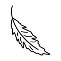 Flying feather doodle vector black and white