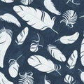 flying feather seamless vector pattern.