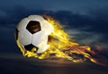 Flying fiery soccer ball