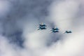 Flying fighters in the sky Royalty Free Stock Photo