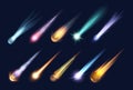 Realistic fire meteor or comet trail with flame Royalty Free Stock Photo