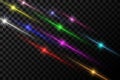 Flying firework sparks, neon multicolored rays and flashes of stars Royalty Free Stock Photo