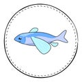 Flying fish isolated on white background. Cute flying fish cartoon illustration. Royalty Free Stock Photo