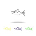 flying fish multicolored icons. Element of popular sea animals icon. Signs and symbols outline icon for websites, web design, mobi